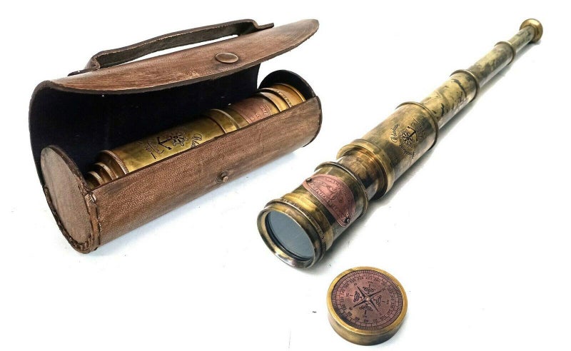 ALADEAN تلسكوب نحاسي من فوج الكشافة 19" لندن 1940 نسخة أثرية من بروادهيرست كلاركسون منظار عالي الدقة عدسة DF تكبير رائع (Scout -19)  - Image 1